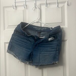 American Eagle Outfitters Blue Jean Shorts with Frayed Hem
